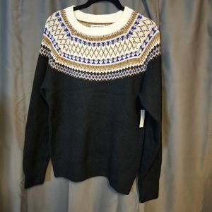 Super Soft Amazon Essentials Navy Blue and Gold Argyle Sweater